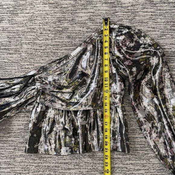 New GANNI One Shoulder Metallic Silk Top US 4/ Small - Picture 8 of 14